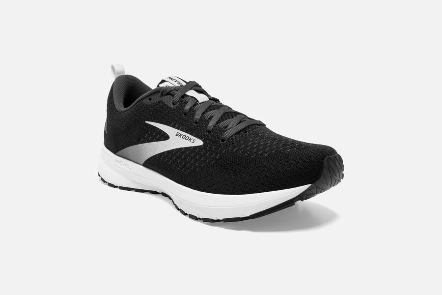 Brooks Running Shoes Mens Black/Silver - Revel 4 Road - 7918-YQKOH